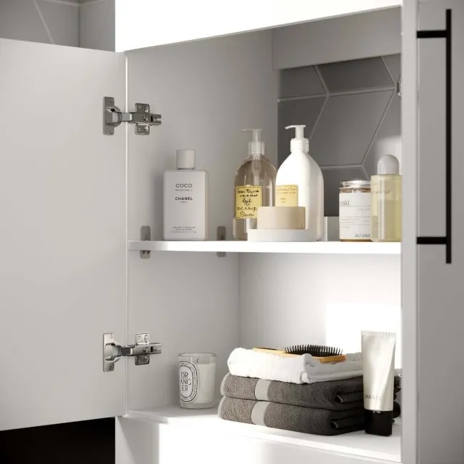 Avon Gloss White Counter Top Vanity with Marble Top 600mm - Black Accents
