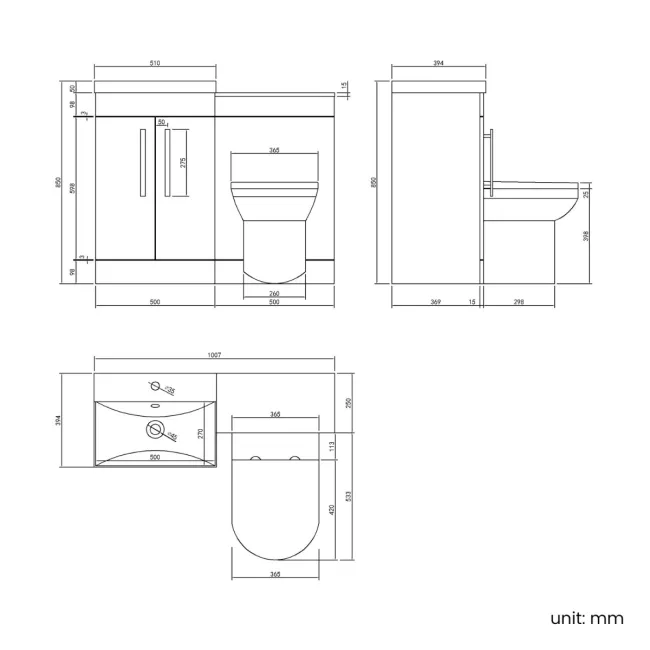 Avon Stone Grey Combination Vanity Basin and Miami Toilet 1000mm - Black Accents