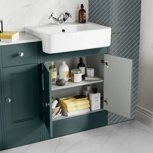 Monaco Midnight Green Combination Vanity Basin with Marble Top 1500mm (Excludes Pan & Cistern)