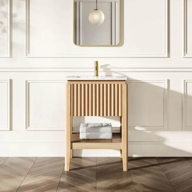 Maru Oak Carrara Marble Vanity Unit & Undermount Basin 600mm