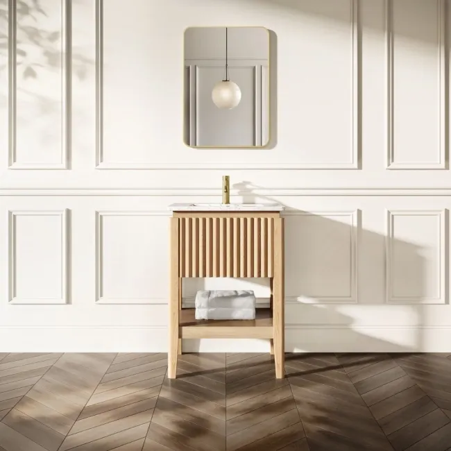Maru Oak Carrara Marble Vanity Unit & Undermount Basin 600mm