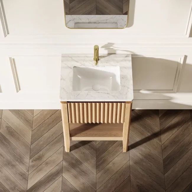 Maru Oak Carrara Marble Vanity Unit & Undermount Basin 600mm