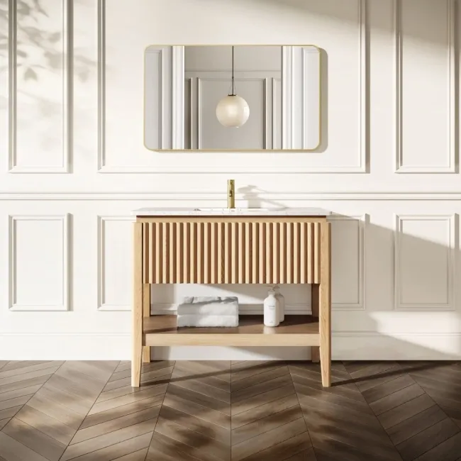Maru Oak Carrara Marble Vanity Unit & Undermount Basin 1000mm