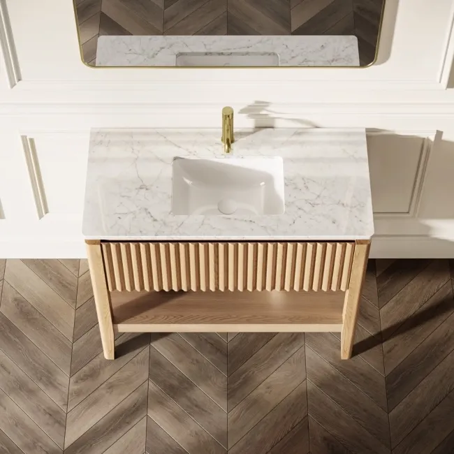 Maru Oak Carrara Marble Vanity Unit & Undermount Basin 1000mm