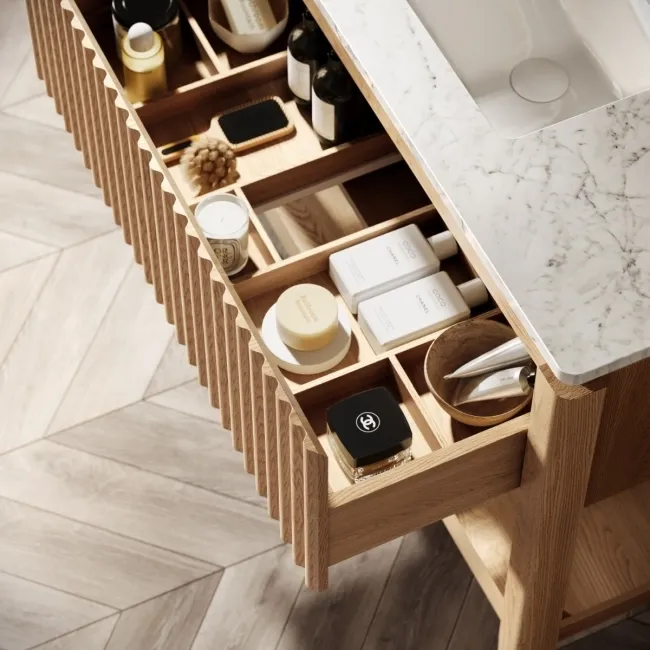 Maru Oak Carrara Marble Vanity Unit & Undermount Basin 1000mm