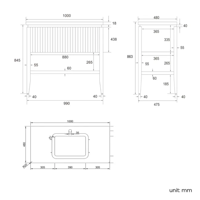 Maru Oak Carrara Marble Vanity Unit & Undermount Basin 1000mm