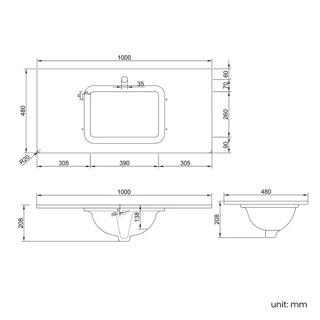 Maru Oak Carrara Marble Vanity Unit & Undermount Basin 1000mm