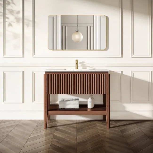 Maru Walnut Carrara Marble Vanity Unit & Undermount Basin 1000mm