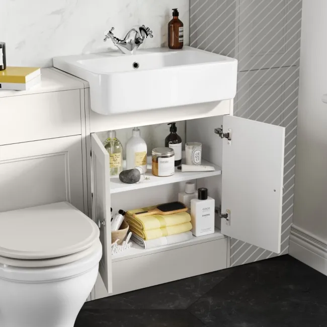 Monaco Cotton White Combination Vanity Basin and Kansas Toilet with Wooden Seat 1200mm