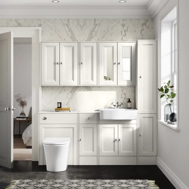 Monaco Cotton White Combination Vanity Basin and Tucson Toilet 1500mm