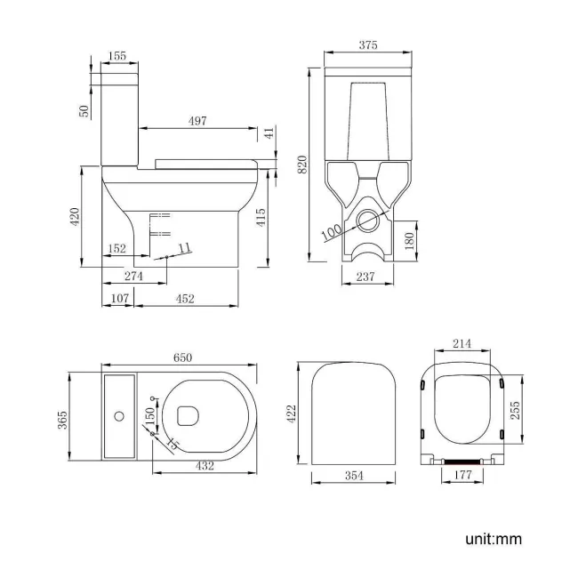 Trent Stone Grey Basin Vanity 600mm and Toilet Set
