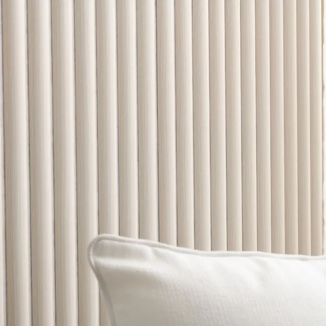 Trepanel Design® Light Oak on Antique White Felt Curve Acoustic Wood Slat Panels