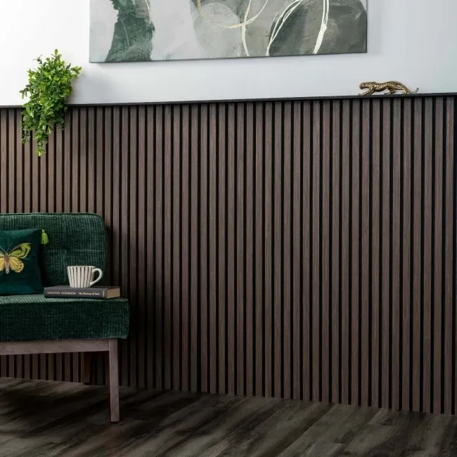 Trepanel® Walnut Brown Acoustic Half Wood Wall Panels
