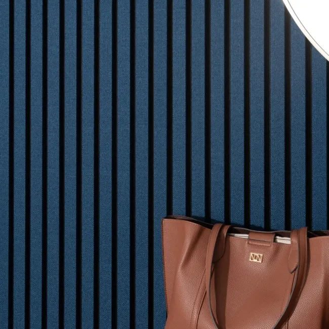 Trepanel® Texture Denim Blue Herringbone Acoustic Wood & Felt Slat Panels