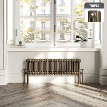 Keswick Column Radiator Athens Antique Gold Triple Column 300x1010mm Radiator | Bathroom Mountain