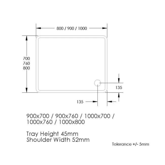 London Rectangular Stone Shower Tray & Riser | 1000x800mm