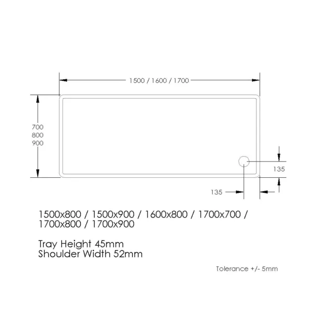 London Rectangular Stone Shower Tray & Riser | 1700x900mm