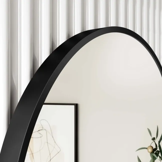 Mollie Black Framed Round Bathroom Mirror 500mm