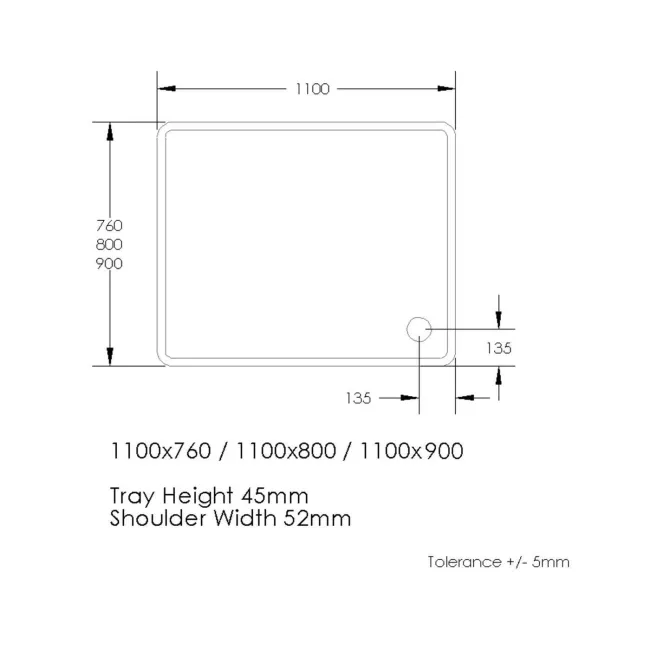 London Rectangular Stone Shower Tray & Riser | 1100x900mm