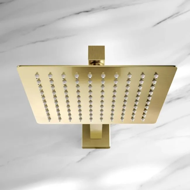 Galway Premium Brushed Brass Square Thermostatic Shower Set - 200mm ...