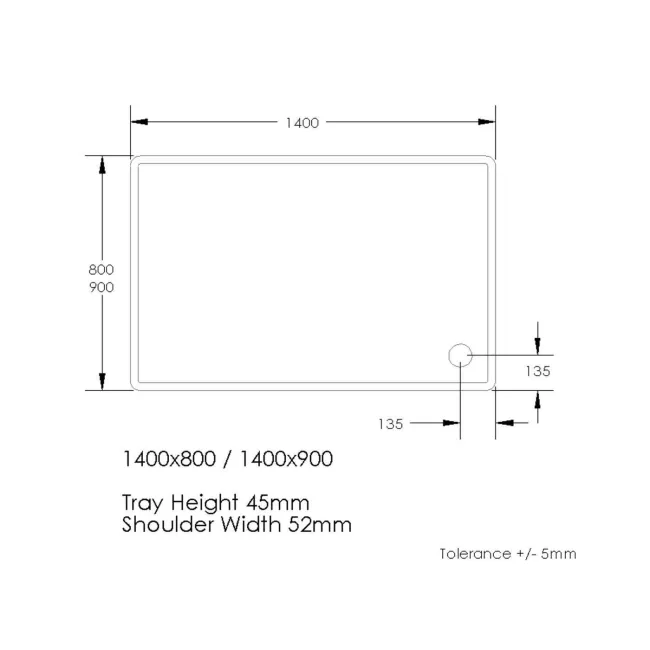 London Rectangular Stone Shower Tray & Riser | 1400x800mm