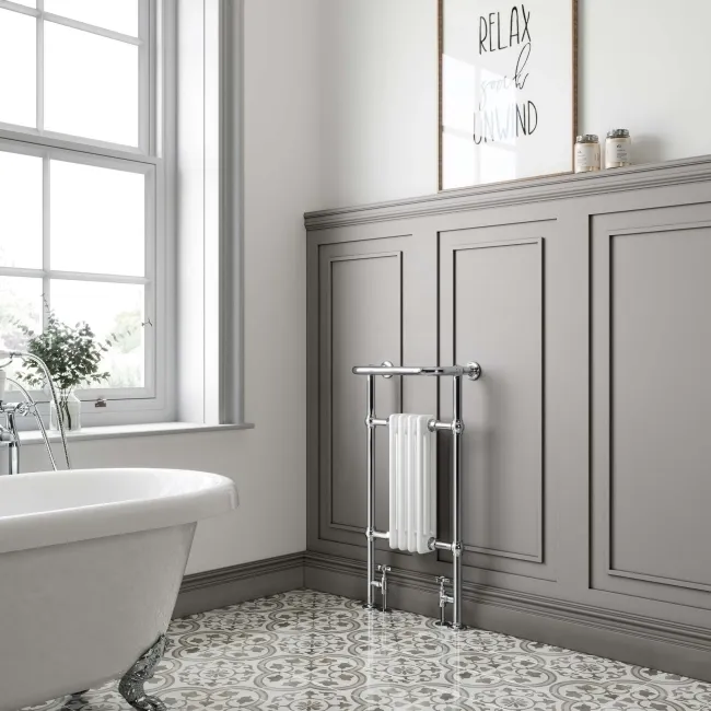 Small Traditional White Heated Towel Radiator | Gibraltar