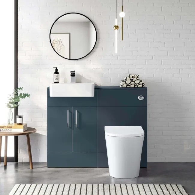 Harper Navy Blue Vanity & Tucson Toilet 1000mm Bathroom Mountain