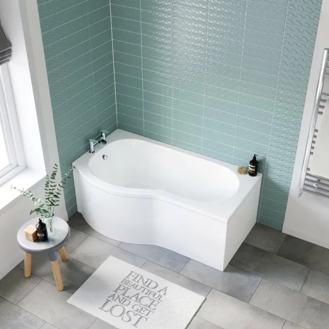 P Shaped Bath Front Panel Reinforced Acrylic | 1500mm