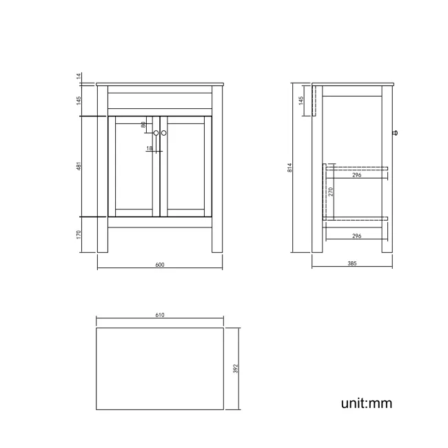 Bermuda Midnight Green Cabinet with Marble Top 600mm - Excludes Counter Top Basin
