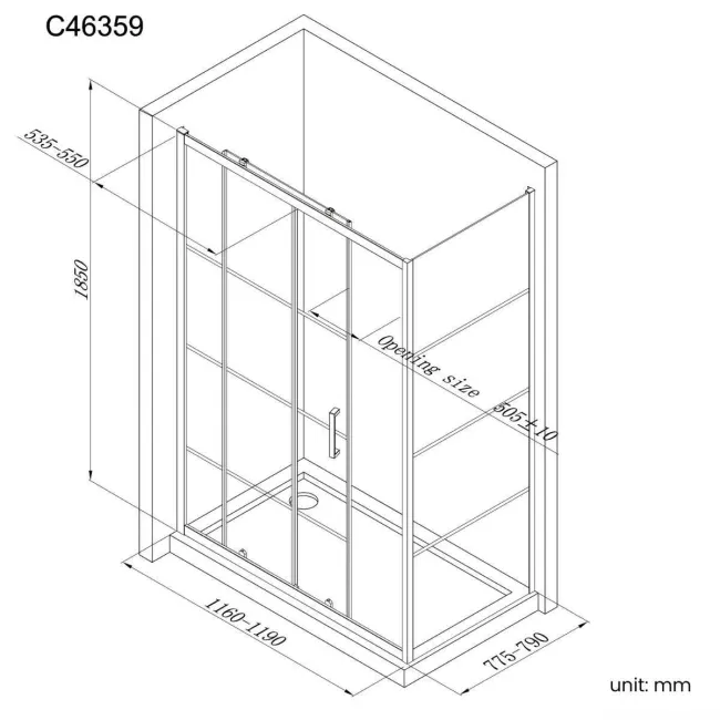 ELEGANT 1200 X 800 Mm Sliding Shower Enclosure 8mm Easy Clean Glass