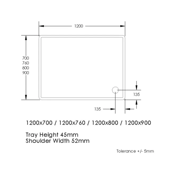London Rectangular Stone Shower Tray & Riser | 1200x700mm