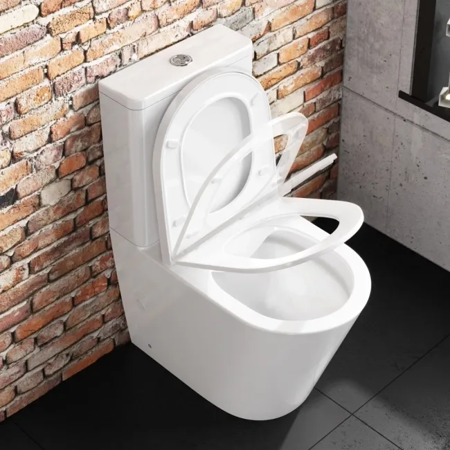 Boston Rimless Fully Back To Wall Close Coupled Toilet With Premium ...