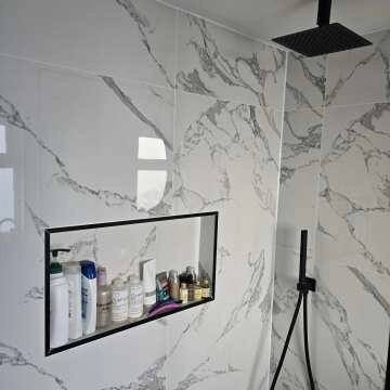 200mm Matt Black Square Stainless Steel Slim Shower Head