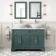 Lucia Midnight Green Double Vanity with Marble Top & Oval Counter Top Basin 1200mm - Brass Knurled Handles