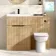 Havana Fluted Country Oak Combination Vanity Basin and Aruba Toilet 1100mm - Black Accents