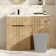 Havana Fluted Country Oak Basin Vanity and Back To Wall Toilet Unit 1100mm (Excludes Toilet) - Black Accents - Left Handed