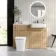 Sicily Fluted Country Oak Combination Vanity Basin and Houston Toilet 1200mm - Chrome Handles - Right Handed