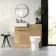 Sicily Fluted Country Oak Combination Vanity Basin and Miami Toilet 1000mm - Brushed Brass Accents