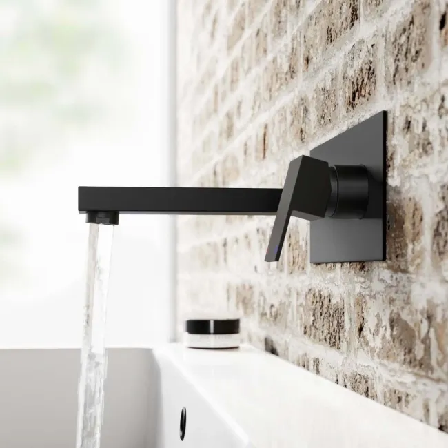 Lea Matt Black Wall Mounted Basin Mixer Tap