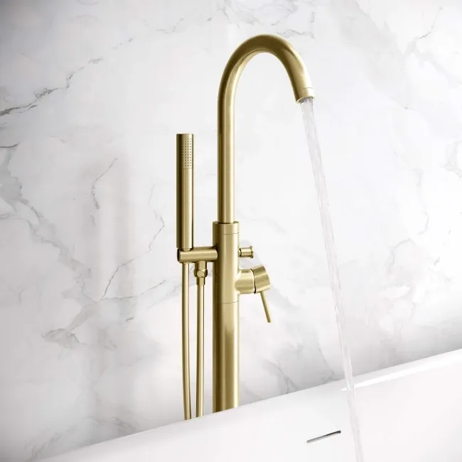 Trent Brushed Brass Freestanding Bath Shower Mixer Tap