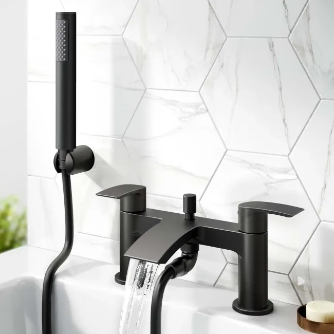 Spey Matt Black Bath Filler & Handheld Shower