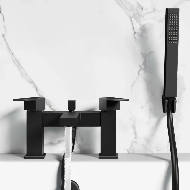 Tamar Matt Black Bath Filler & Handheld Shower