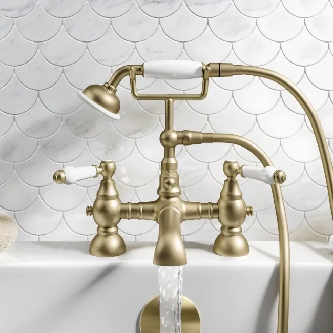 Beauly Traditional Brushed Brass Bath Shower Mixer Tap