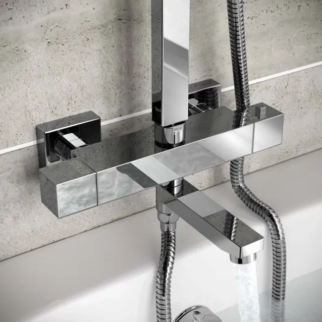 Galway Square Chrome Thermostatic Bath Filler Shower Set
