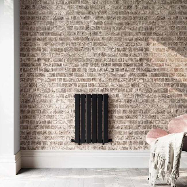 Faro Matt Black Double Flat Panel Horizontal Radiator 600x420mm