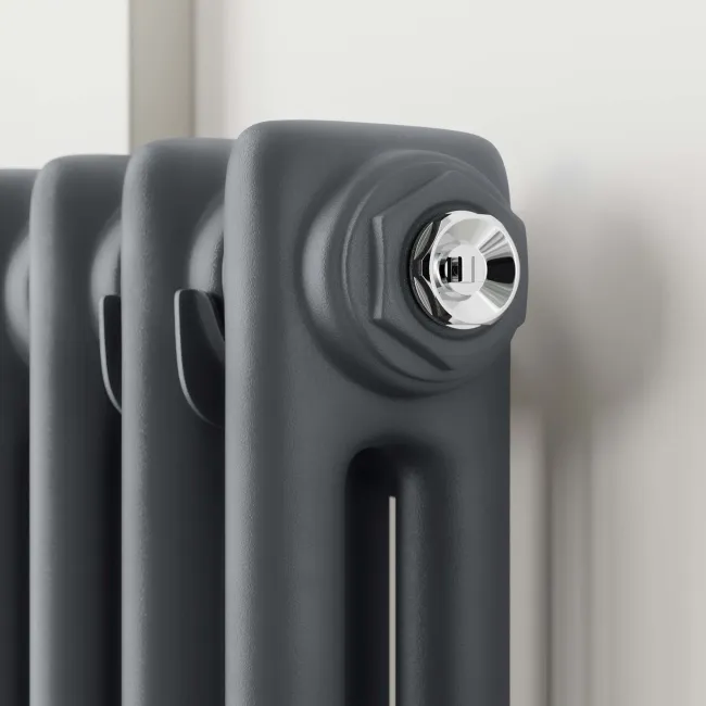 Athens Anthracite Double Column Horizontal Traditional Radiator 600x425mm