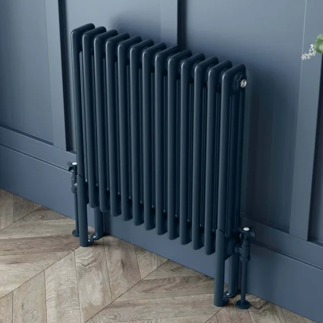Athens Inky Blue Triple Column Horizontal Traditional Radiator 600x605mm