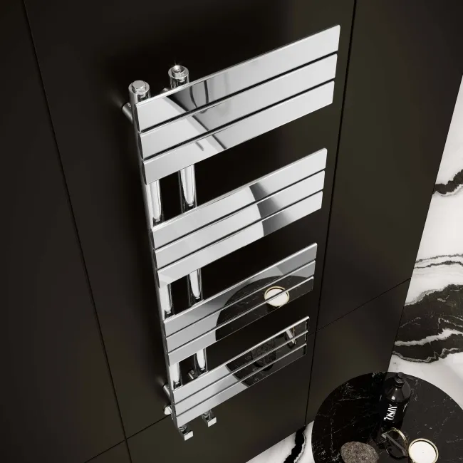 Seville Chrome Designer Flat Panel Heated Towel Rail 1200x450mm