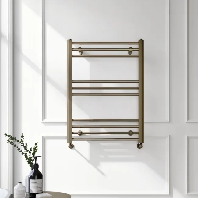 Barcelona Antique Gold Straight Heated Towel Rail 800x600mm