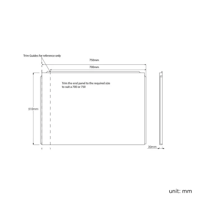 Trojan - 750mm Acrylic straight bath end panel